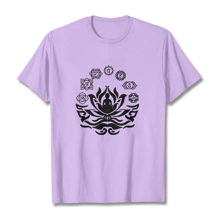 Maglietta Buddha Stones, simbolo OM, mantra sanscriti, motivo fiore di loto di Buddha - Prugna - 2XL - image 14