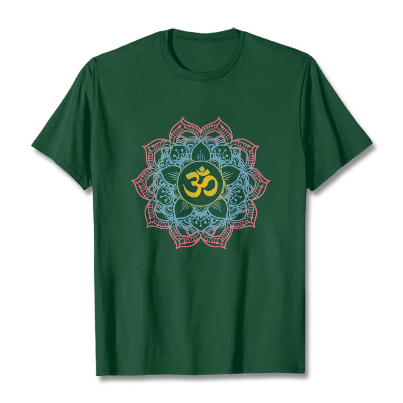 Maglietta con design del simbolo OM a forma di mandala a forma di loto Buddha Stones - Verde foresta - 2XL - image 6