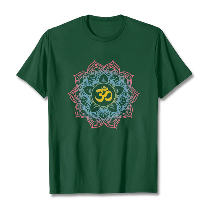 Maglietta con design del simbolo OM a forma di mandala a forma di loto Buddha Stones - Verde foresta - 2XL - image 6