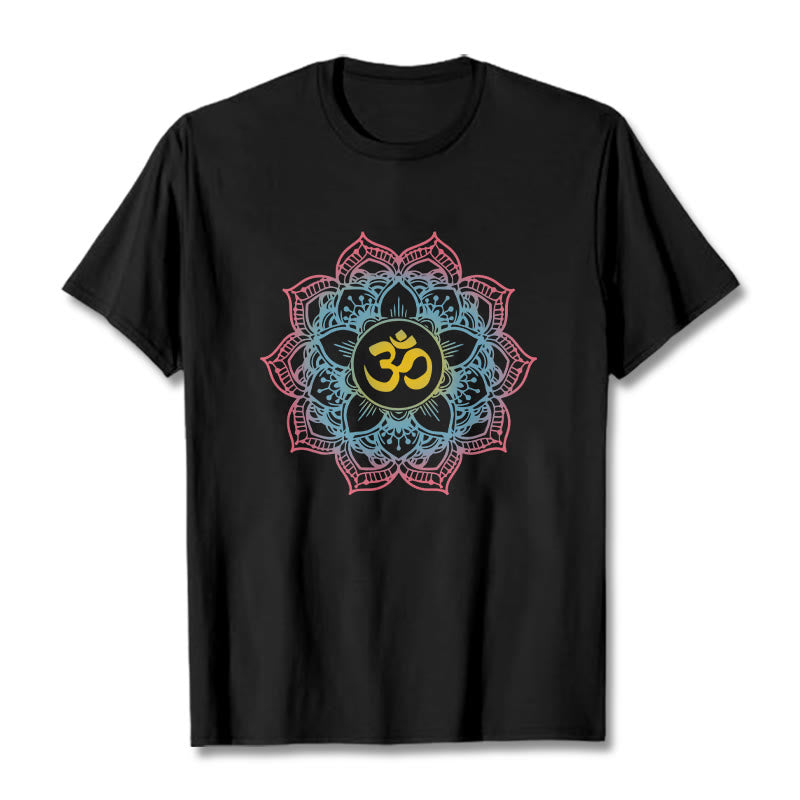 Maglietta con design del simbolo OM a forma di mandala a forma di loto Buddha Stones - Nero - 2XL - image 1