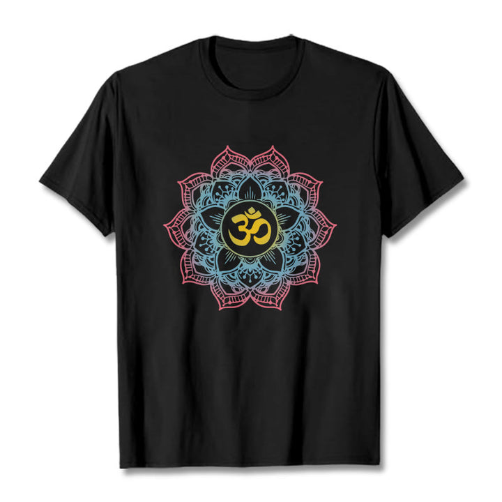 Maglietta con design del simbolo OM a forma di mandala a forma di loto Buddha Stones - Nero - 2XL - image 1
