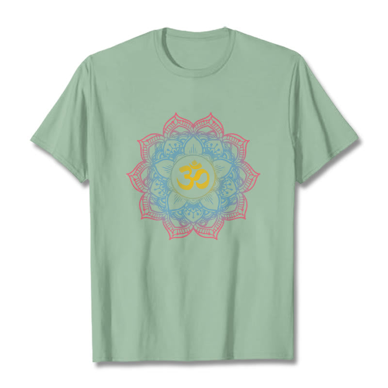 Maglietta con design del simbolo OM a forma di mandala a forma di loto Buddha Stones - Verde pallido - 2XL - image 18