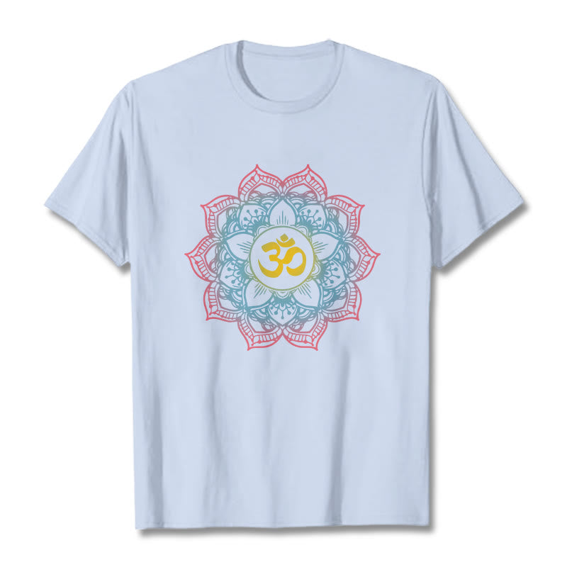 Maglietta con design del simbolo OM a forma di mandala a forma di loto Buddha Stones - Ciano chiaro - 2XL - image 11
