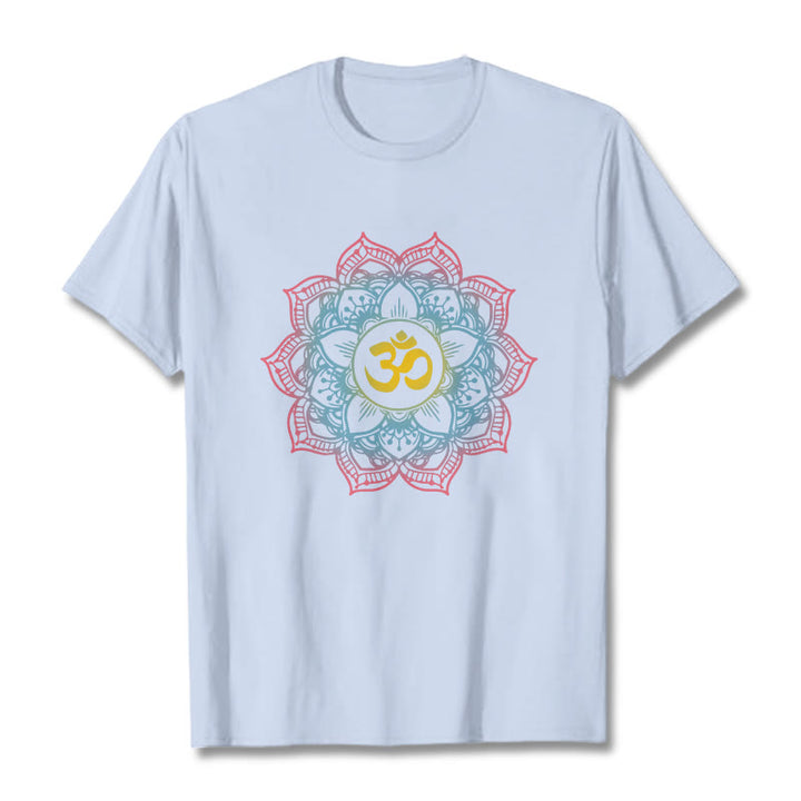 Maglietta con design del simbolo OM a forma di mandala a forma di loto Buddha Stones - Ciano chiaro - 2XL - image 11