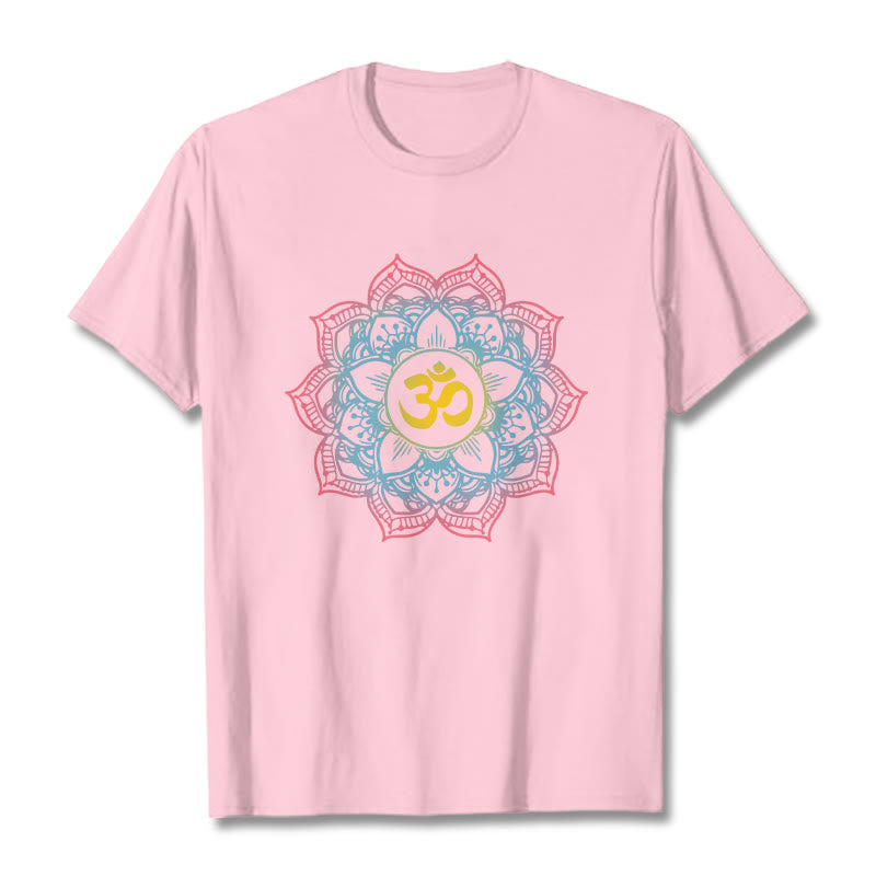 Maglietta con design del simbolo OM a forma di mandala a forma di loto Buddha Stones - Rosa chiaro - 2XL - image 16