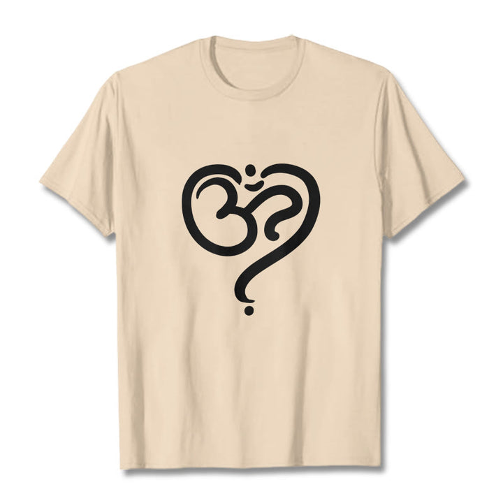 Maglietta con simbolo OM e cuore d'amore con Buddha Stones - Biscotto - 2XL - image 12