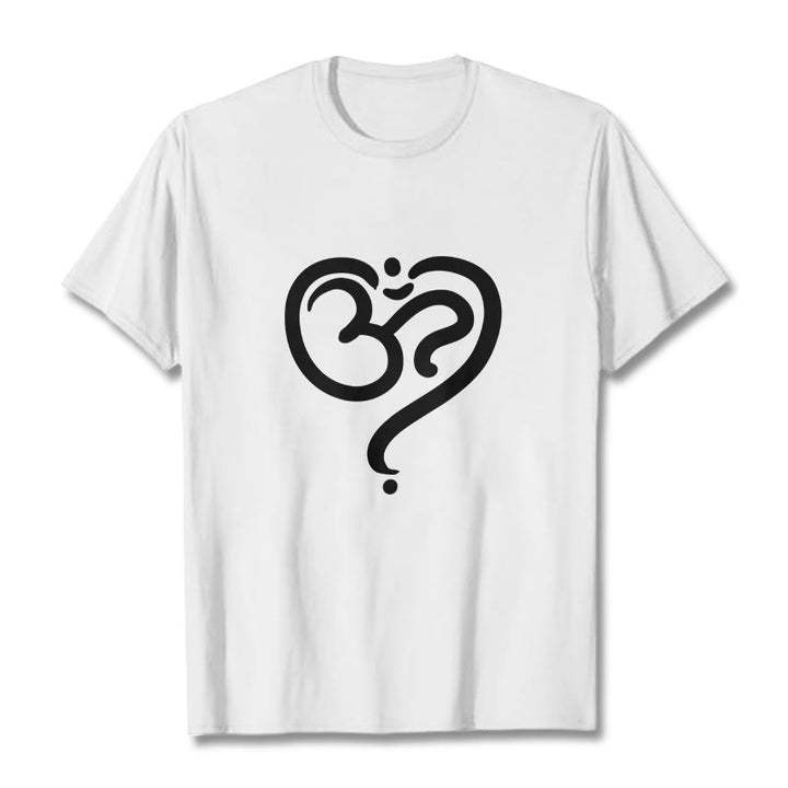 Maglietta con simbolo OM e cuore d'amore con Buddha Stones - Bianco - 2XL - image 6