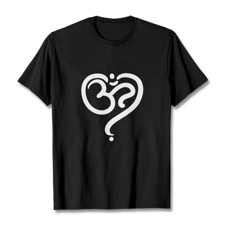 Maglietta con simbolo OM e cuore d'amore con Buddha Stones - Nero - 2XL - image 1