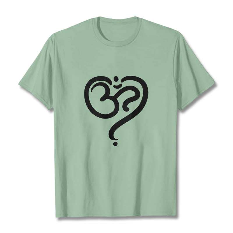Maglietta con simbolo OM e cuore d'amore con Buddha Stones - Verde pallido - 2XL - image 18
