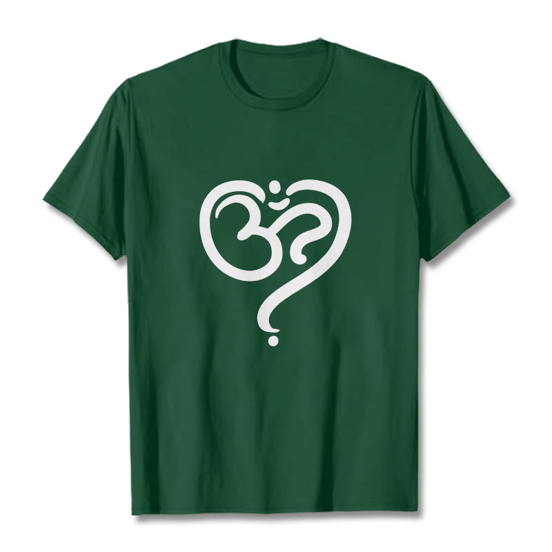 Maglietta con simbolo OM e cuore d'amore con Buddha Stones - Verde foresta - 2XL - image 9