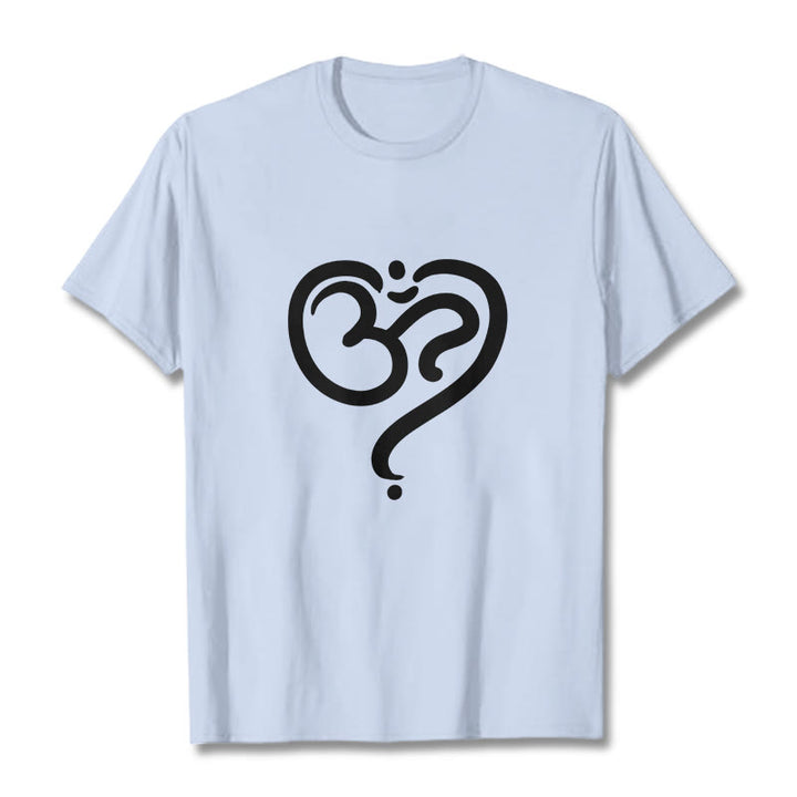 Maglietta con simbolo OM e cuore d'amore con Buddha Stones - Ciano chiaro - 2XL - image 11