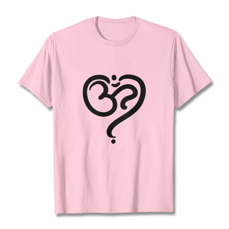 Maglietta con simbolo OM e cuore d'amore con Buddha Stones - Rosa chiaro - 2XL - image 16