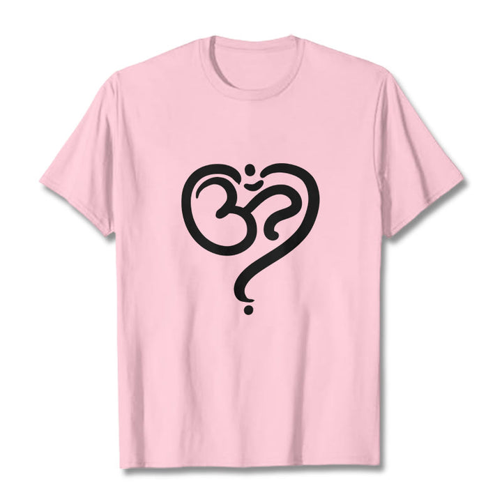 Maglietta con simbolo OM e cuore d'amore con Buddha Stones - Rosa chiaro - 2XL - image 16