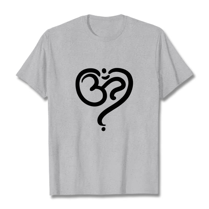 Maglietta con simbolo OM e cuore d'amore con Buddha Stones - Grigio chiaro - 2XL - image 20