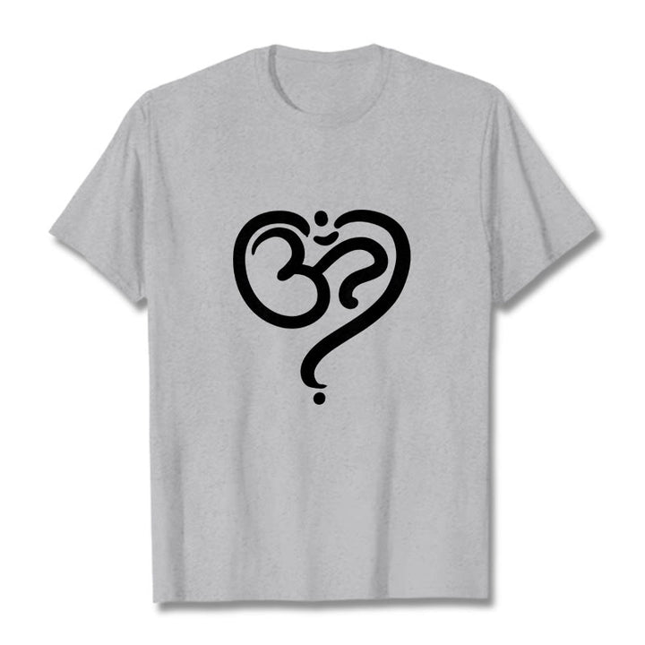 Maglietta con simbolo OM e cuore d'amore con Buddha Stones - Grigio chiaro - 2XL - image 20