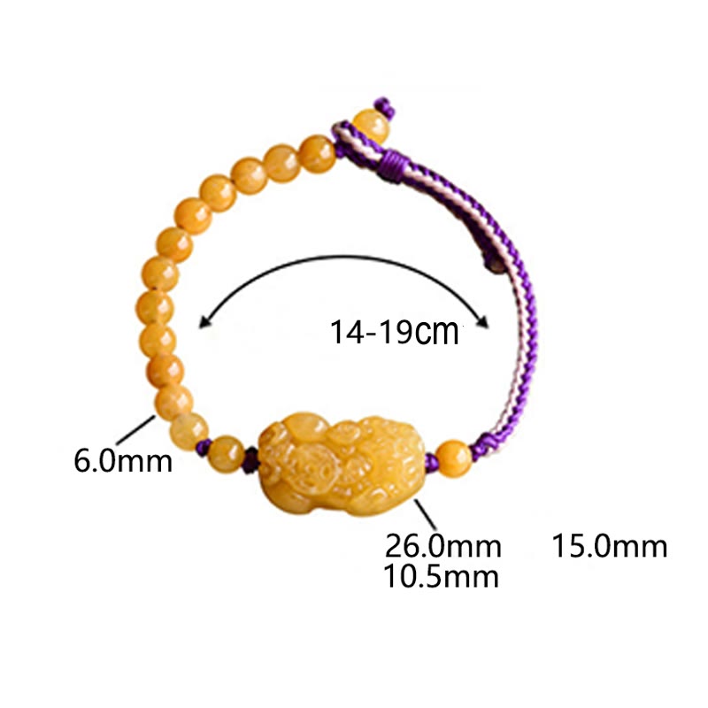 Braccialetto della ricchezza PiXiu con perle di giada di seta dorata e Buddha Stones - image 14