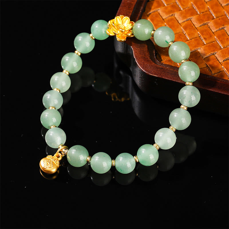 Braccialetto portafortuna con carattere Fu, giada naturale, avventurina verde e zucca Buddha Stones - Avventurina verde (circonferenza del polso: 14-16 cm) - image 9