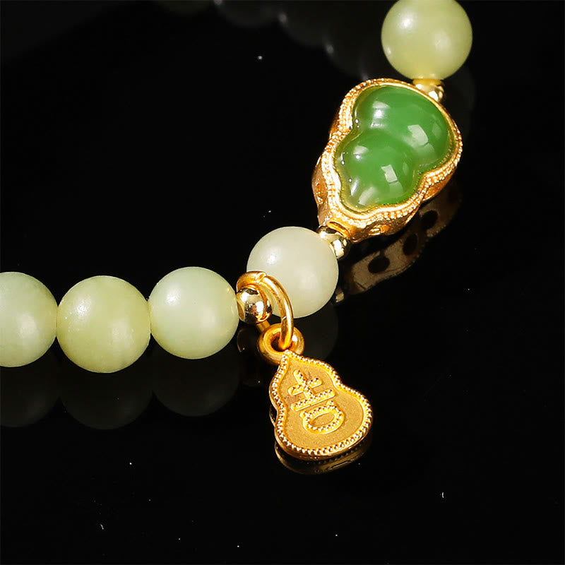 Braccialetto portafortuna con carattere Fu, giada naturale, avventurina verde e zucca Buddha Stones - image 13