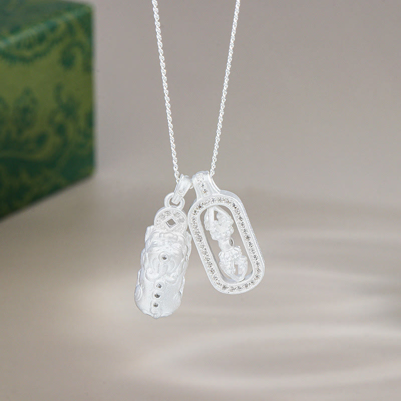 Collana con ciondolo Buddha Stones in argento sterling 925 Mini PiXiu Dorje Vajra Wealth - Argento - Pixiu Vajra - image 8