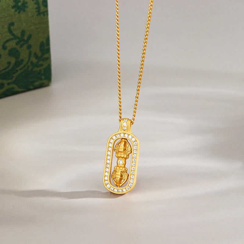 Collana con ciondolo Buddha Stones in argento sterling 925 Mini PiXiu Dorje Vajra Wealth - D'oro - Vajra - image 8