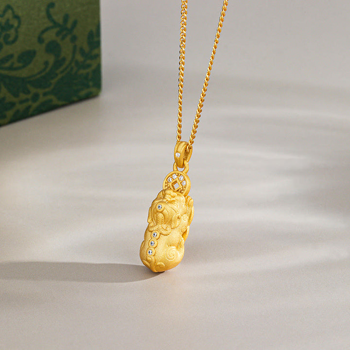 Collana con ciondolo Buddha Stones in argento sterling 925 Mini PiXiu Dorje Vajra Wealth - D'oro - Pixiu - image 6