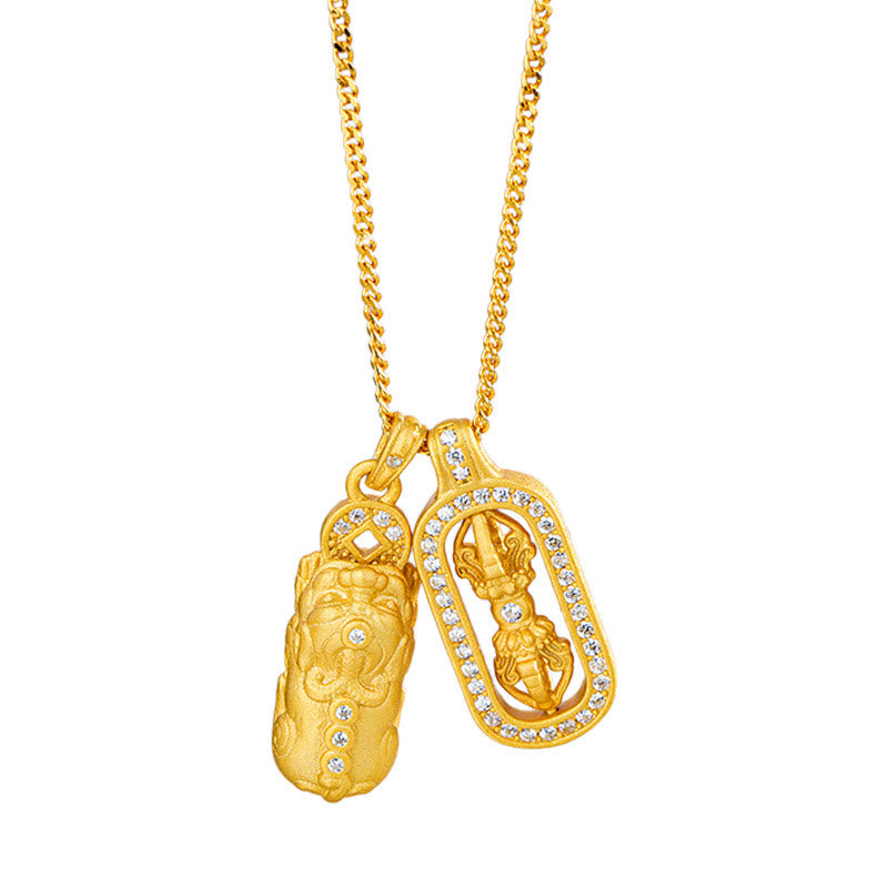 Collana con ciondolo Buddha Stones in argento sterling 925 Mini PiXiu Dorje Vajra Wealth - image 4