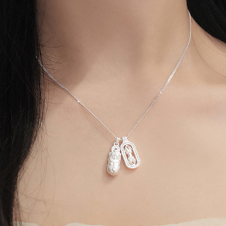 Collana con ciondolo Buddha Stones in argento sterling 925 Mini PiXiu Dorje Vajra Wealth - image 9