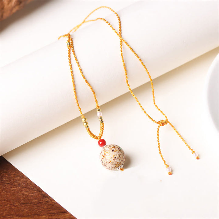 Collana con ciondolo in pietra Buddha Stones, legno di ebano, perlina di Venere, Aurora, lacca artigianale, pace - Beige (Beige casuale) - image 7