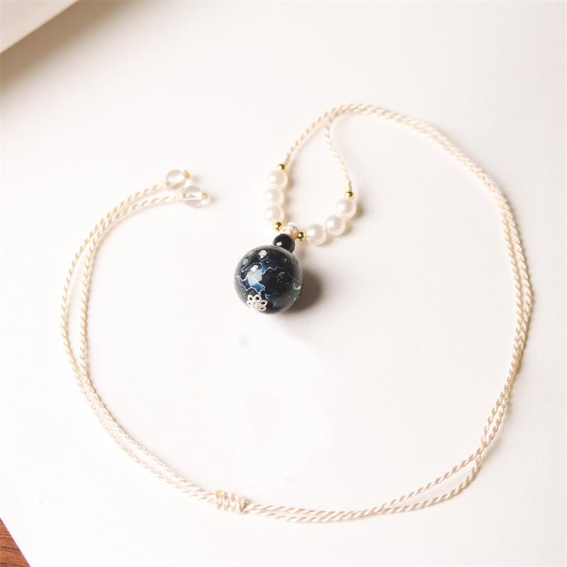 Collana con Buddha Stones, ebano, lacca Aurora, perline artigianali, perle, equilibrio - Blu scuro (blu casuale) - image 7