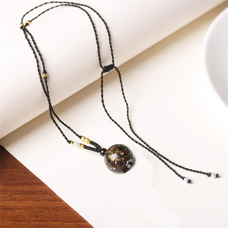 Collana con Buddha Stones, ebano, lacca Aurora, perline artigianali, perle, equilibrio - Oro nero (oro nero casuale) - image 19