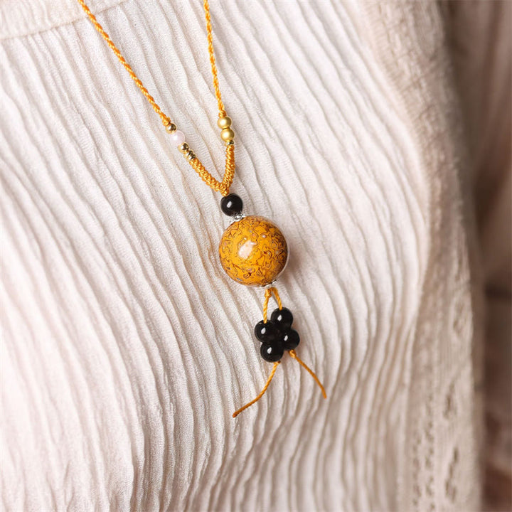 Collana con Buddha Stones, ebano, lacca Aurora, perline artigianali, perle, equilibrio - image 15