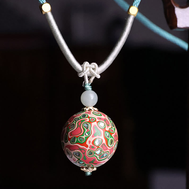 Collana con Buddha Stones, legno di ebano, lacca colorata, perline artigianali, calma - Colorato (Beige colorato casuale) - image 1