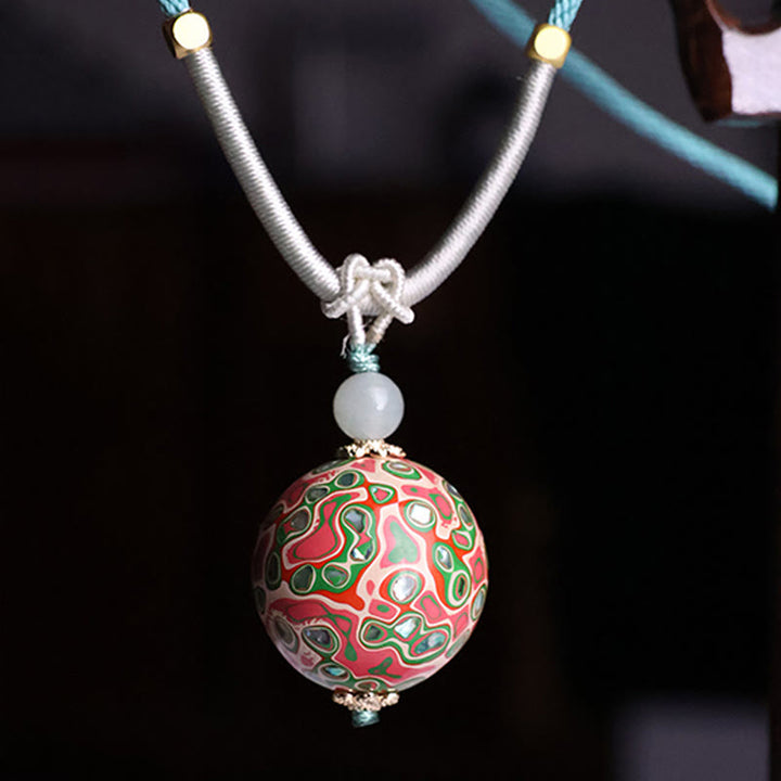 Collana con Buddha Stones, legno di ebano, lacca colorata, perline artigianali, calma - Colorato (Beige colorato casuale) - image 1