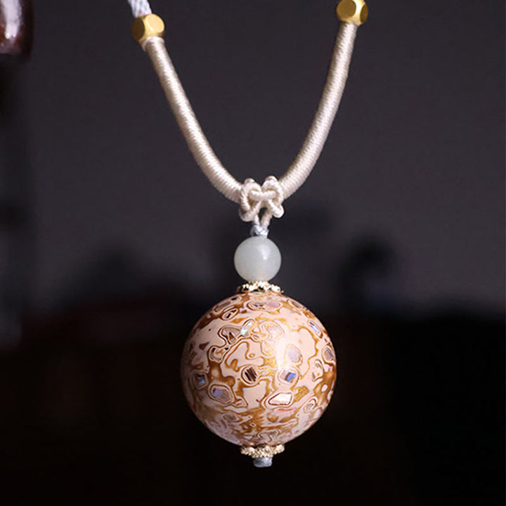 Collana con Buddha Stones, legno di ebano, lacca colorata, perline artigianali, calma - Beige (colore beige casuale) - image 10