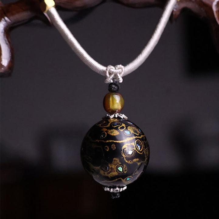 Collana con Buddha Stones, legno di ebano, lacca colorata, perline artigianali, calma - Oro nero (oro nero casuale) - image 7