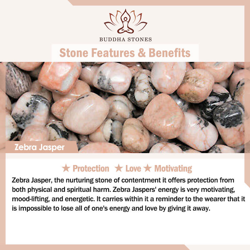 Braccialetto di protezione in diaspro zebrato con motivo a gatto Buddha Stones da 8 mm - image 6