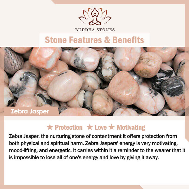 Braccialetto di protezione in diaspro zebrato con motivo a gatto Buddha Stones da 8 mm - image 6