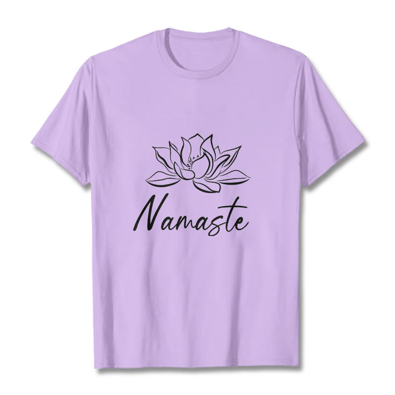 Maglietta in cotone con motivo Buddha Stones, semplice fiore di loto e meditazione Namaste - Prugna - 2XL - image 17