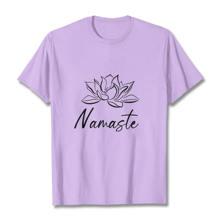 Maglietta in cotone con motivo Buddha Stones, semplice fiore di loto e meditazione Namaste - Prugna - 2XL - image 17
