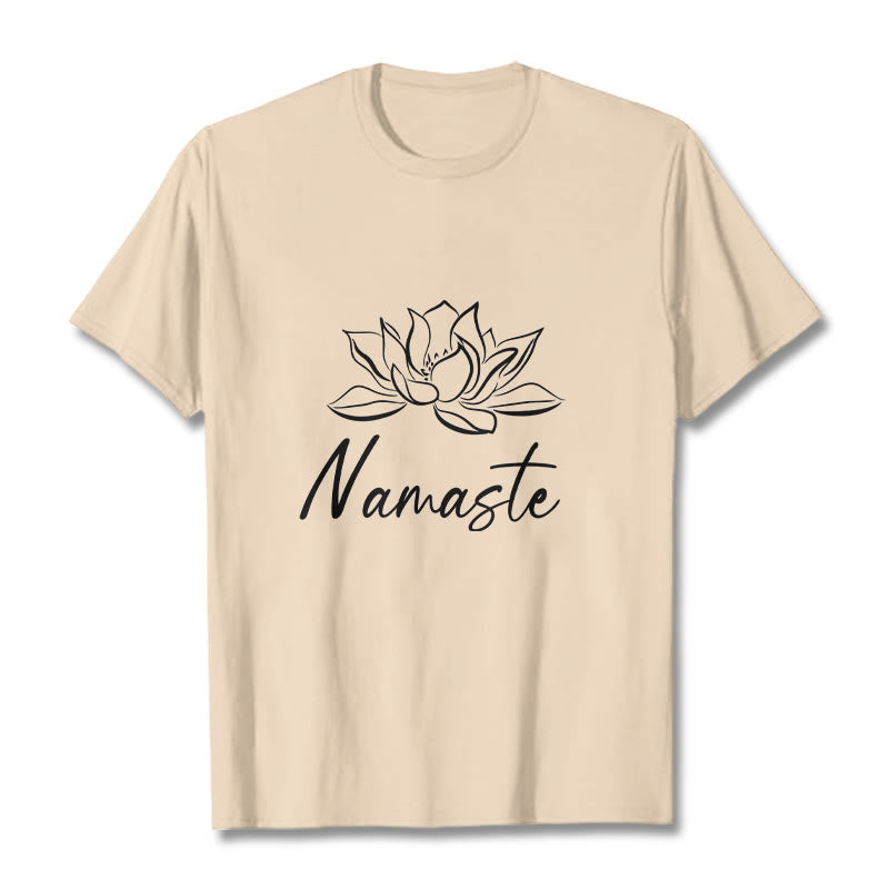 Maglietta in cotone con motivo Buddha Stones, semplice fiore di loto e meditazione Namaste - Biscotto - 2XL - image 9