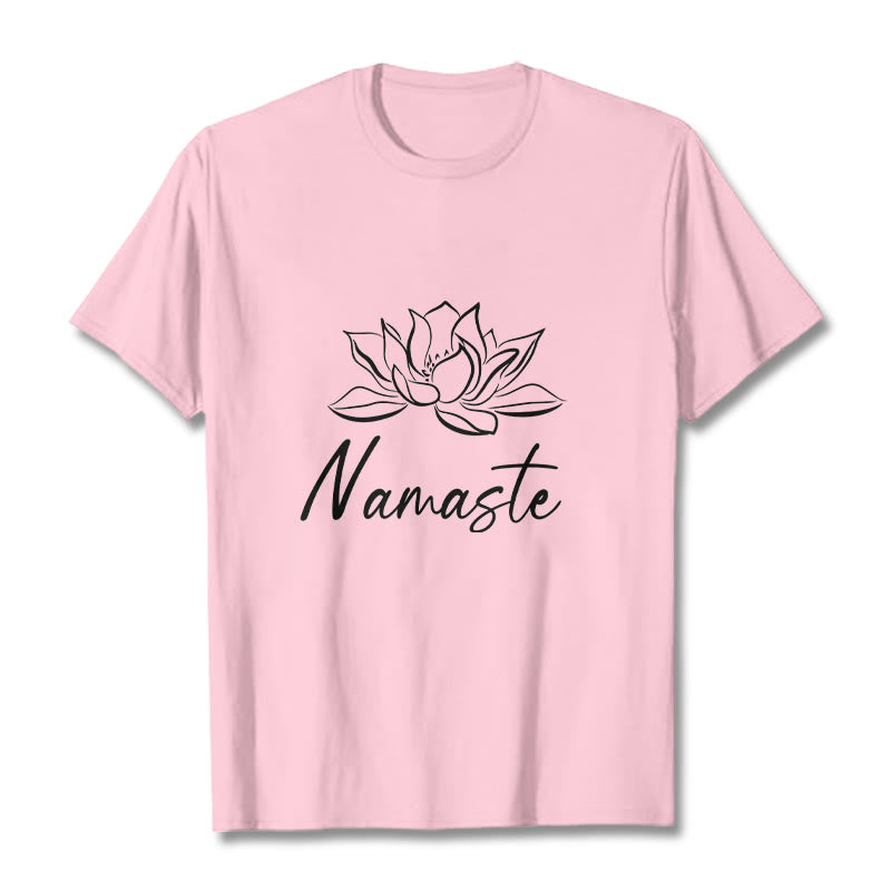 Maglietta in cotone con motivo Buddha Stones, semplice fiore di loto e meditazione Namaste - Rosa chiaro - 2XL - image 13