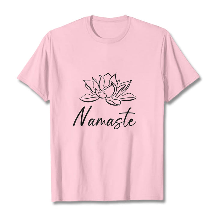 Maglietta in cotone con motivo Buddha Stones, semplice fiore di loto e meditazione Namaste - Rosa chiaro - 2XL - image 13