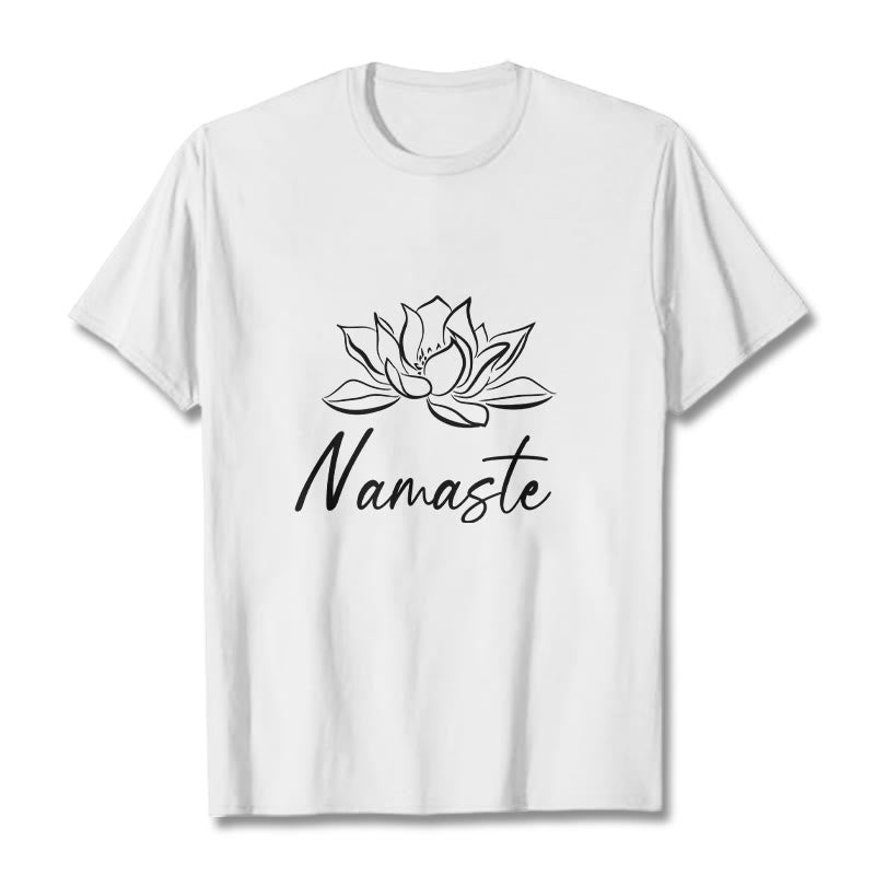 Maglietta in cotone con motivo Buddha Stones, semplice fiore di loto e meditazione Namaste - Bianco - 2XL - image 6