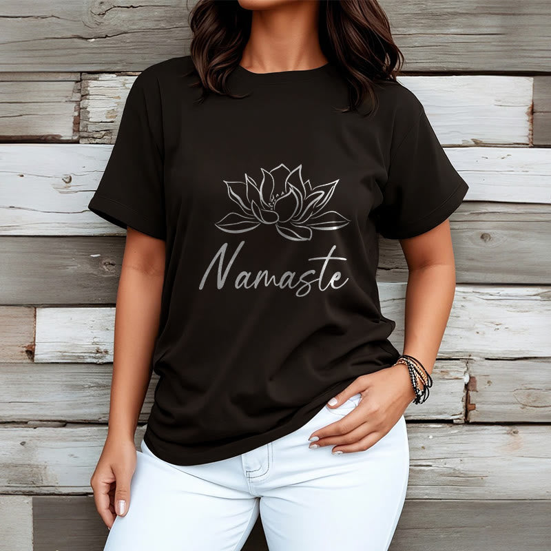 Maglietta in cotone con motivo Buddha Stones, semplice fiore di loto e meditazione Namaste - image 3