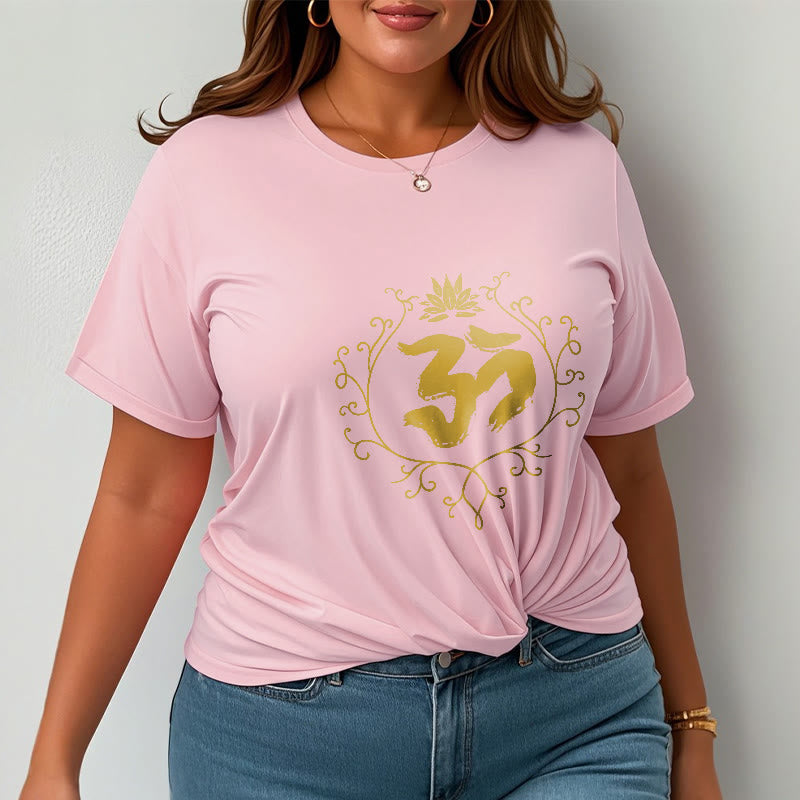 Maglietta in cotone con motivo di meditazione Buddha Stones Om Lotus Flower Vine - image 14