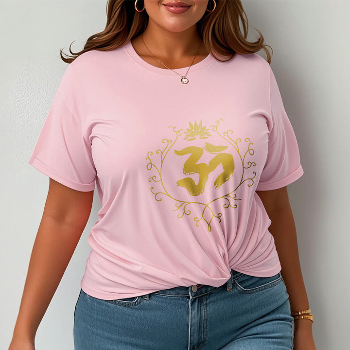 Maglietta in cotone con motivo di meditazione Buddha Stones Om Lotus Flower Vine - image 14