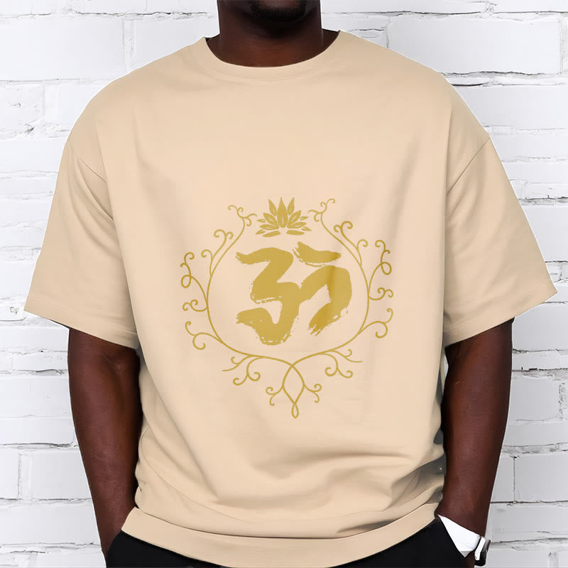 Maglietta in cotone con motivo di meditazione Buddha Stones Om Lotus Flower Vine - image 10