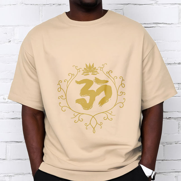 Maglietta in cotone con motivo di meditazione Buddha Stones Om Lotus Flower Vine - image 10
