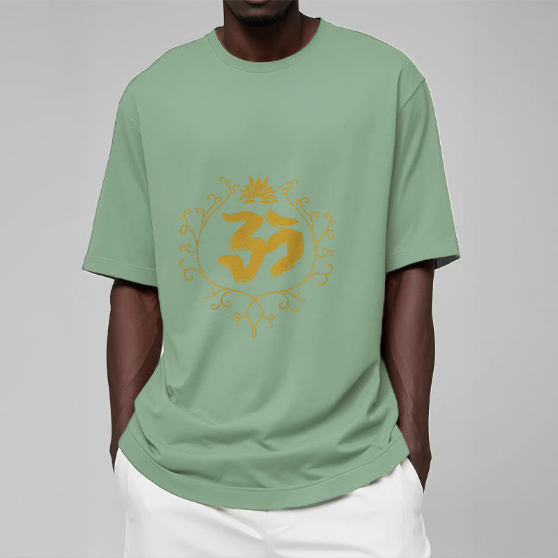 Maglietta in cotone con motivo di meditazione Buddha Stones Om Lotus Flower Vine - image 16