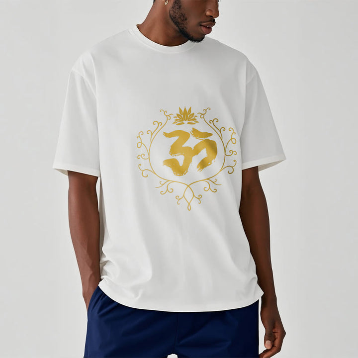Maglietta in cotone con motivo di meditazione Buddha Stones Om Lotus Flower Vine - image 8